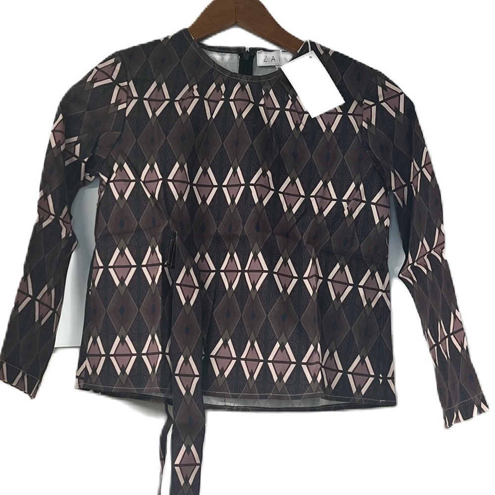 Zaikamoya NWT Girls Boho Top Size 14 Diamond maroon, green, navy drop waist